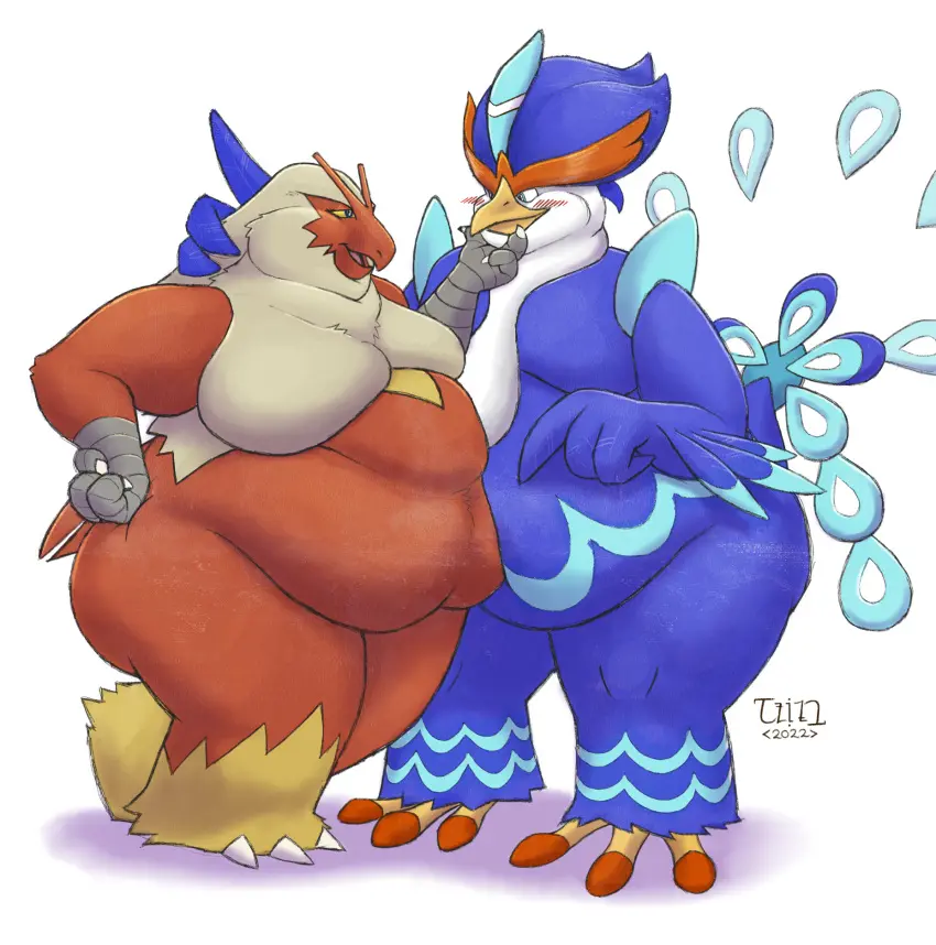 Image big_breasts,blush,breasts,female,large_breasts,white_background,male,pokemon,pokemon_(species),big_ass,duo,ambiguous_gender,nintendo,hand_on_hip,2022,pokemon_sv,chubby,teasing,fat,fat_female,fat_fetish,obese,male_breasts,obese_female,game_freak,generation_3_pokemon,pokemon_rse,generation_9_pokemon,fat_thighs,blaziken,fat_belly,unknown_gender,fatfur,hand_on_chin,chubby_anthro,belly_squish,fat_anthro,chubby_cheeks,quaquaval,untaggable_artist