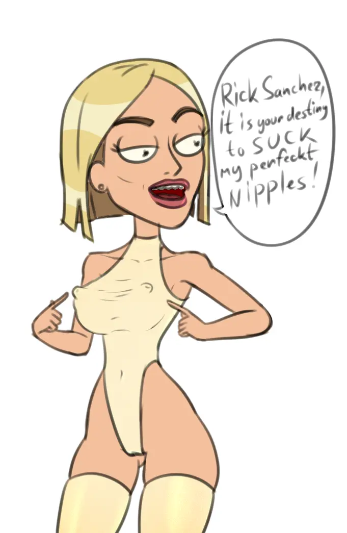Image breasts, female, short_hair, thick_thighs, milf, color, blonde_hair, stockings, curvy, mature_female, bodysuit, nipples_visible_through_clothing, sketch, adult_swim, rick_and_morty, diklonius, jennith_padrow-chunt