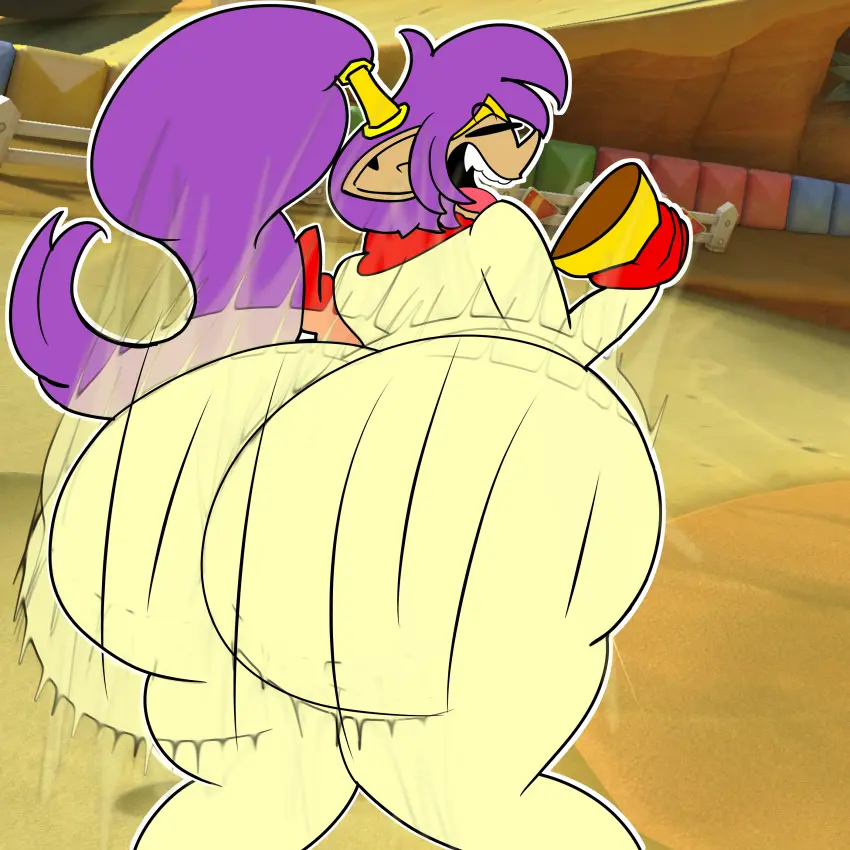 Image clothed,female,female_only,ass,huge_ass,mario_(series),nintendo,public,ass_focus,bodysuit,teasing,shantae,shantae_(character),casual,twerking,ass_bigger_than_head,mario_kart,teaset_haliley