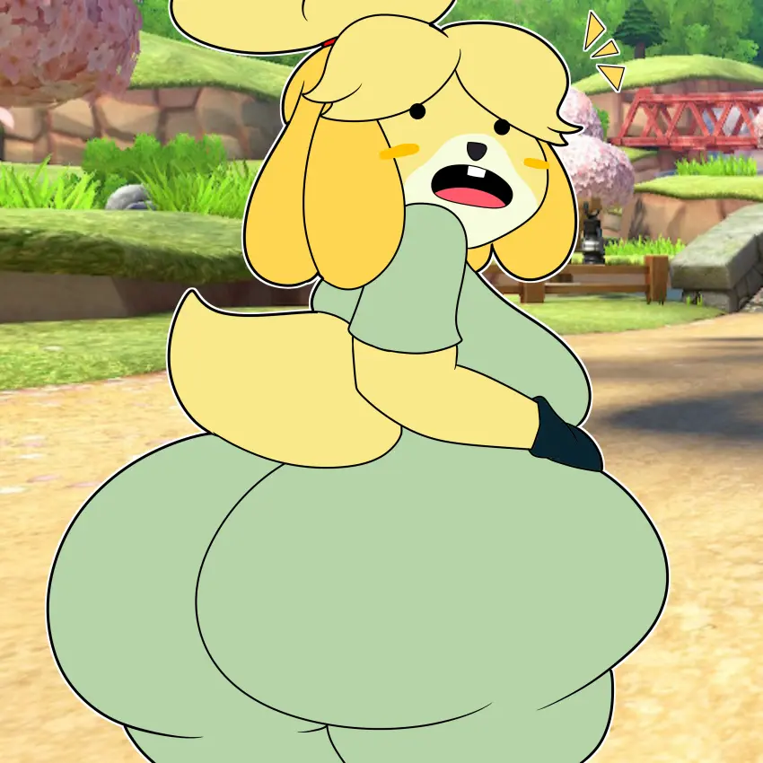 Image breasts,clothed,female,female_only,huge_ass,huge_breasts,mario_(series),nintendo,public,ass_focus,animal_crossing,isabelle_(animal_crossing),bodysuit,backboob,casual,mario_kart,teaset_haliley