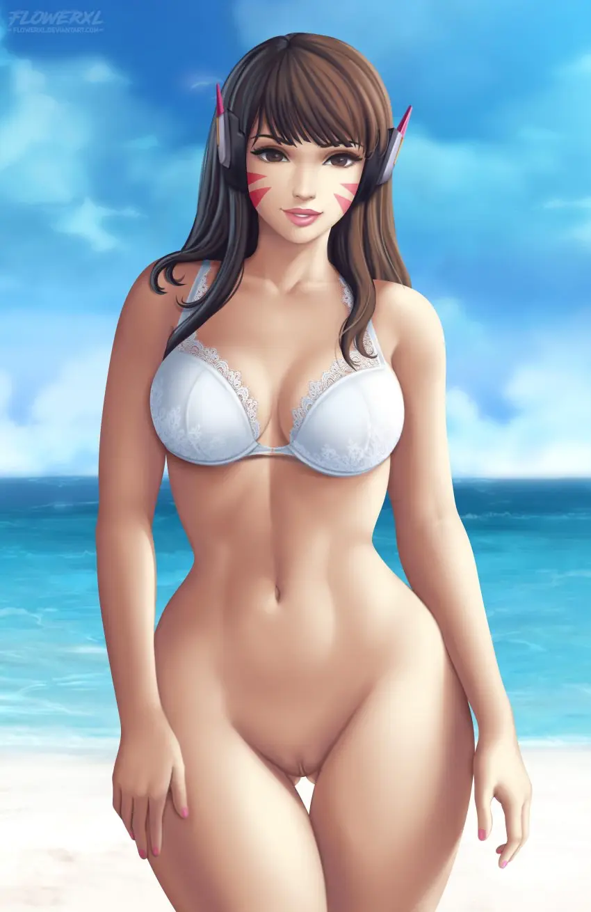 Image 1girls,big_breasts,breasts,female,female_only,long_hair,looking_at_viewer,pussy,bra,panties,underwear,athletic,feet,ocean,cleavage,lingerie,thigh_gap,purple_hair,fit,fit_female,no_panties,asian_female,athletic_female,pink_nails,day,overwatch,overwatch_2,female_abs,bare_legs,video_game_character,pink_lipstick,no_underwear,d.va,white_thong,alluring,naked_from_the_waist_down,flowerxl