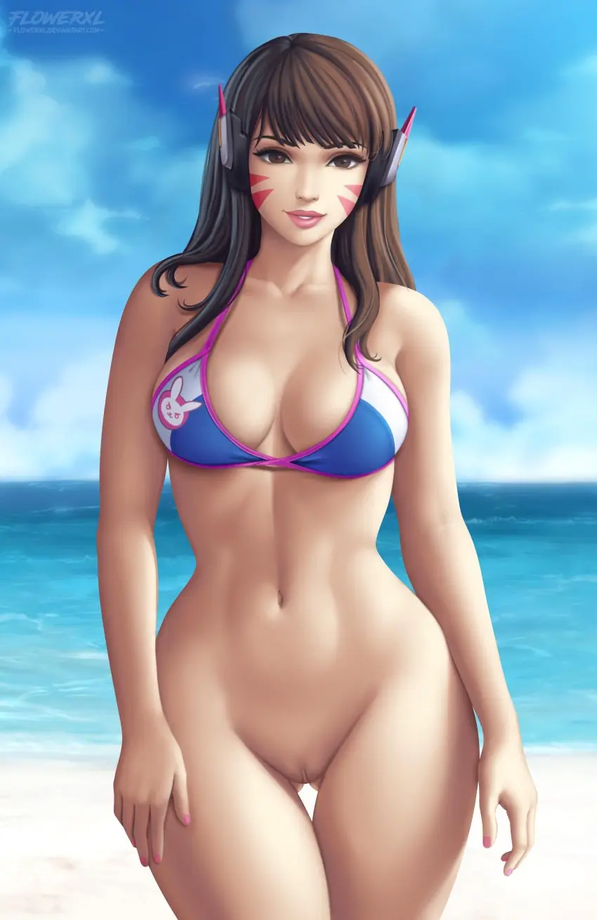 Image 1girls,breasts,brown_eyes,female,female_only,long_hair,smile,pussy,bikini,voluptuous,headphones,athletic,wide_hips,beach,watermark,ocean,thigh_gap,medium_breasts,parted_lips,swimsuit,lips,nail_polish,pale-skinned_female,cloud,curvy,pale_skin,brown_hair,fit,fit_female,no_panties,looking_at_another,blue_bikini,blue_swimsuit,eye_contact,asian_female,athletic_female,fingernails,pink_nails,toned,overwatch,overwatch_2,daytime,female_abs,bare_legs,video_game_character,no_underwear,d.va,web_address,hip_focus,alluring,naked_from_the_waist_down,flowerxl