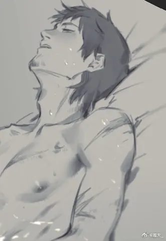 Image nipples,open_mouth,solo,1boy,cum,male,short_hair,lying,on_back,collarbone,teeth,facial,half-closed_eyes,on_bed,monochrome,upper_body,cum_on_body,commentary_request,final_fantasy,final_fantasy_xiv,male_focus,solo_male,scar,lowres,topless_male,facial_hair,chinese_commentary,masculine,no_visible_genitalia,greyscale,upper_teeth_only,stubble,beard_stubble,face_closeup,scar_on_arm,ardbert_(ff14),ardbert_hylfyst,shuangbatian,weibo_watermark