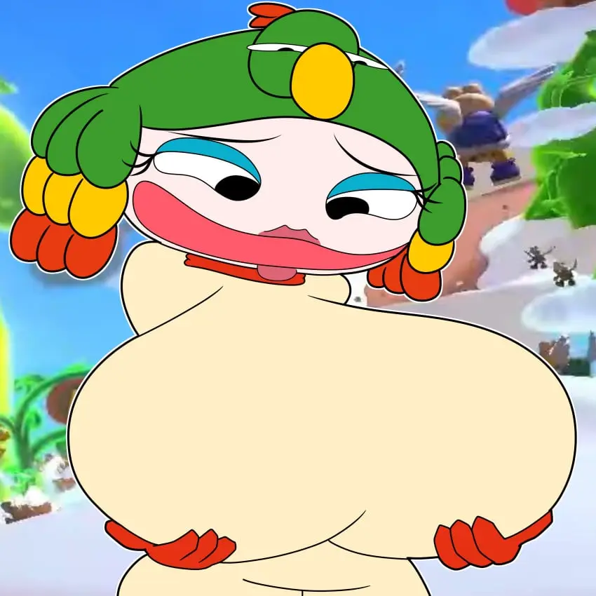 Image breasts,clothed,female,female_only,big_ass,huge_breasts,anthro,mario_(series),nintendo,public,breast_grab,hanging_breasts,bodysuit,holding_breast,teasing,fat,grabbing_own_breast,holding_own_breast,casual,mario_kart,teaset_haliley,mario_kart_8,queen_valentina,sky_garden,super_mario_rpg