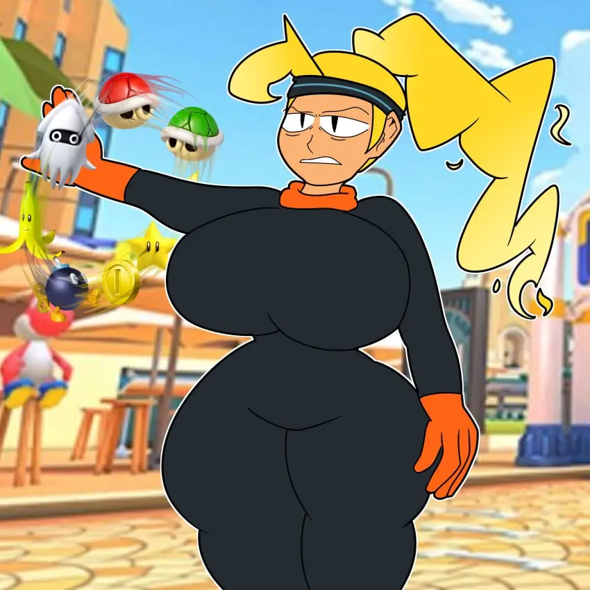 Image big_breasts,breasts,clothed,female,female_only,big_ass,huge_ass,huge_breasts,mario_(series),nintendo,public,bodysuit,casual,mario_kart,ring_fit_adventure,teaset_haliley,ring_fit_trainee_(female)