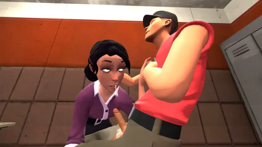 Image cum_drip,3d,blowjob,surprised,love,miss_pauling,scout_(team_fortress_2),breathless,cum_in_cock