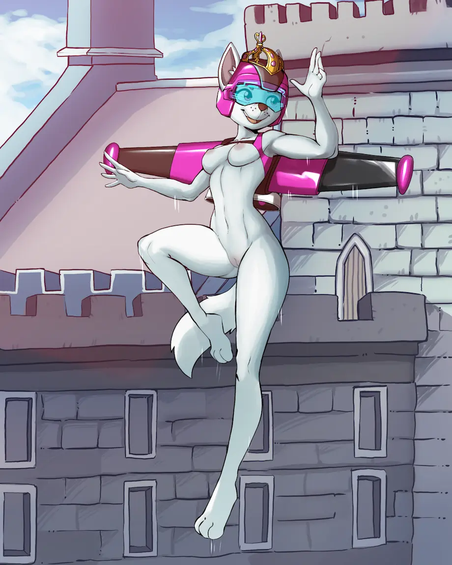 Image female,white_hair,nude,wings,naked,canid,canine,canis,domestic_dog,latex,skimpy,skimpy_clothes,white_body,boots,white_fur,tiara,crown,nickelodeon,nicktoons,nick_jr,terrier,paw_patrol,sweetie_(paw_patrol),west_highland_white_terrier,diacordst,diacordst_(artist),jetpack