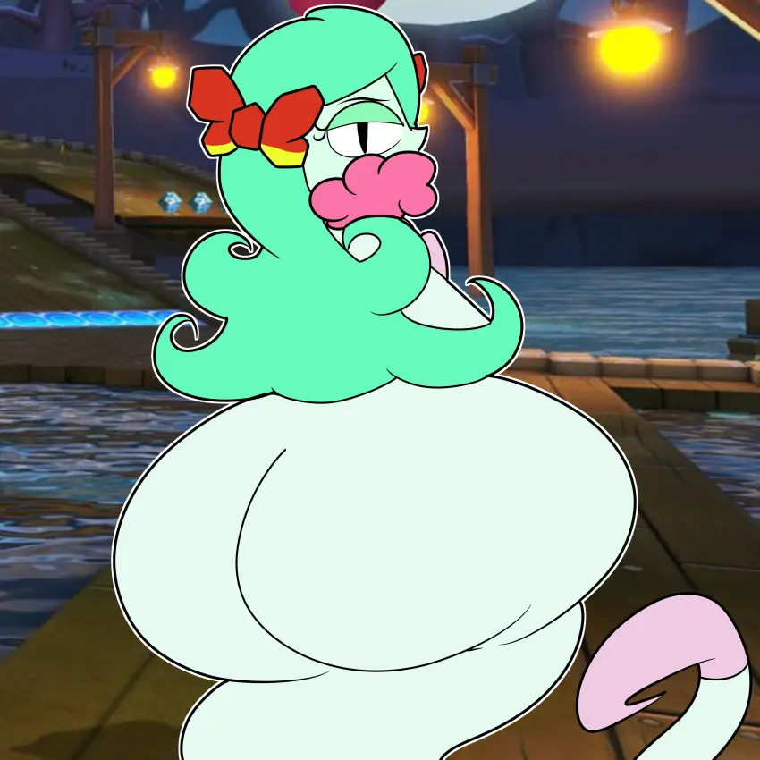 Image clothed,female,female_only,huge_ass,ghost,mario_(series),nintendo,public,ass_focus,bodysuit,teasing,casual,ass_bigger_than_head,ghost_girl,mario_kart,paper_mario,lady_bow,breastless,teaset_haliley,mario_kart_8,boo_lake