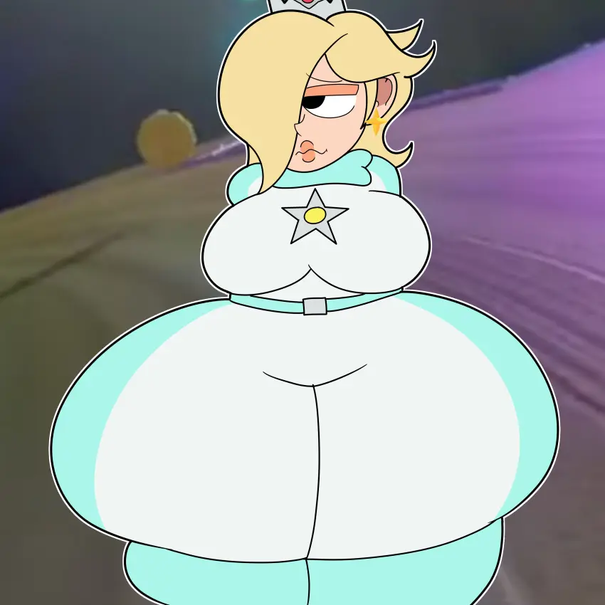 Image big_breasts,breasts,clothed,female,female_only,huge_ass,mario_(series),nintendo,public,ass_focus,bodysuit,teasing,hyper_ass,casual,ass_bigger_than_head,princess_rosalina,mario_kart,teaset_haliley