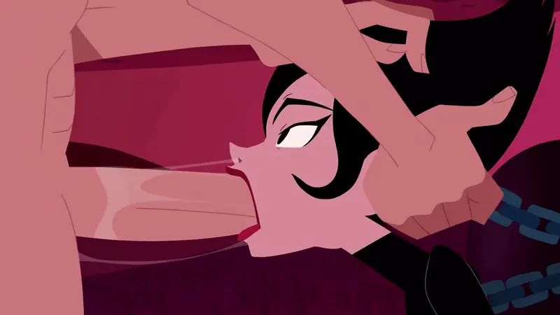 Image female, 1boy, black_hair, male, oral, penis, straight, uncensored, erection, fellatio, balls, testicles, saliva, animated, irrumatio, makeup, forced_oral, throat_bulge, chains, 16:9_aspect_ratio, penis_in_mouth, widescreen, forced_blowjob, 2017, samurai_jack, samurai_jack_(character), ashi_(samurai_jack), cock_in_mouth, zone