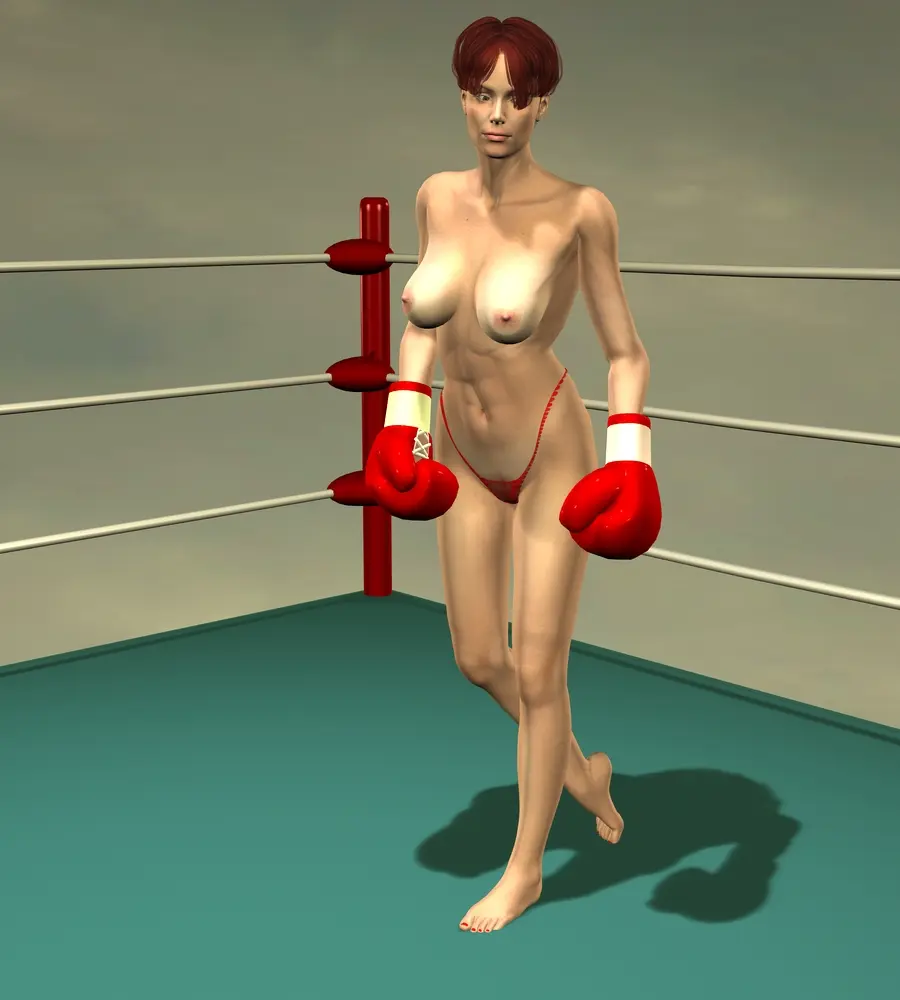 Image 1girls,female,short_hair,red_hair,panties,original,3d,topless,topless_female,red_panties,boxing_gloves,cb1964