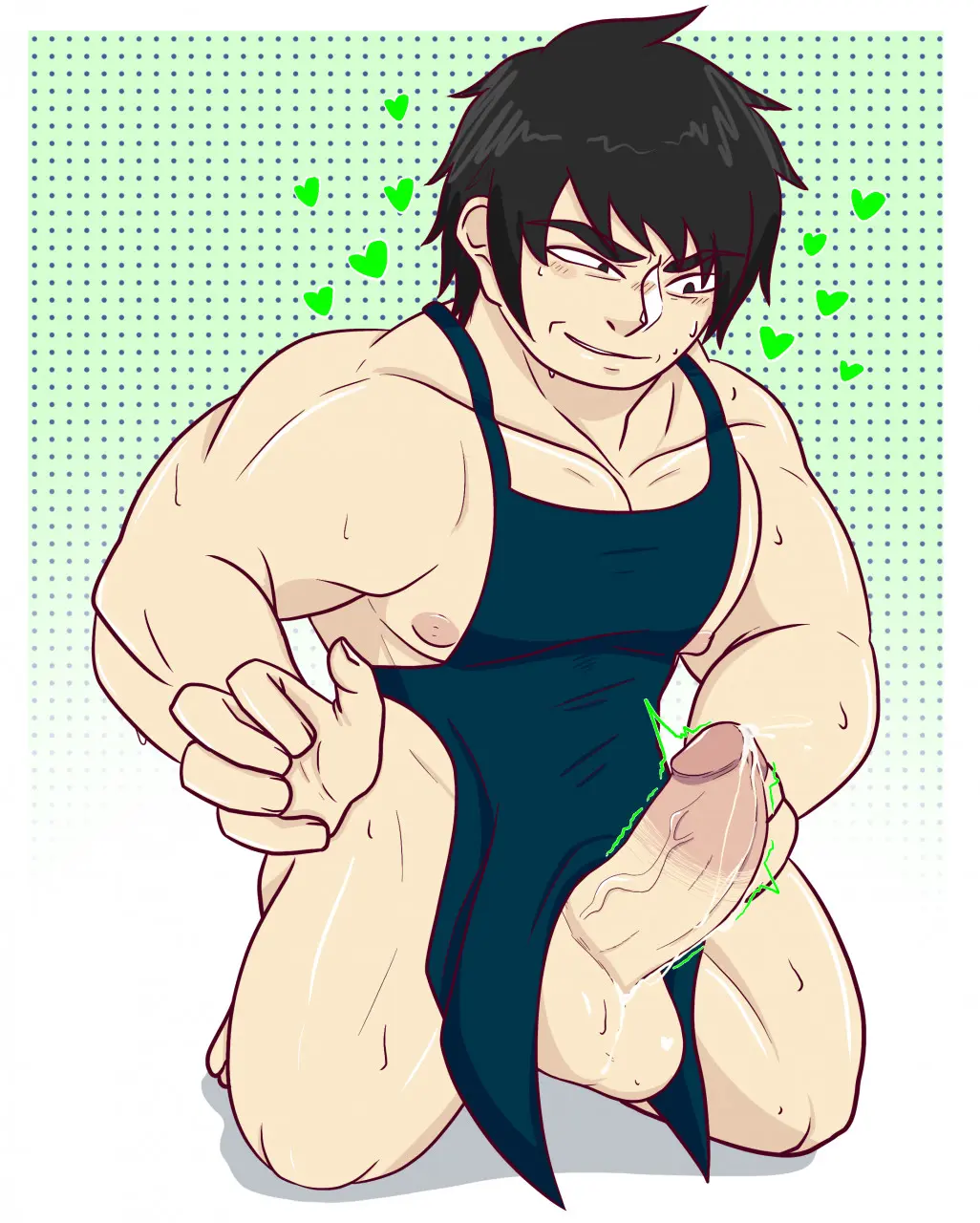 Image male,penis,yaoi,huge_cock,tagme,bara,precum,apron,solo_male,apron_only,tatsu1014,kinbee,senjyushi_the_thousand_noble_musketeers