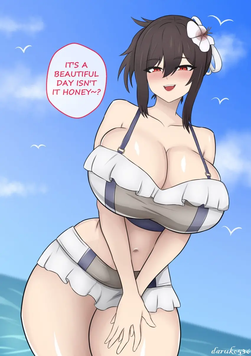 Image 1girls,blush,breasts,female,female_only,solo,thick_thighs,voluptuous,beach,cleavage,solo_female,huge_breasts,text,dialogue,revealing_clothes,final_fantasy,final_fantasy_vii,tifa_lockhart,talking_to_viewer,bursting_breasts,overflowing_breasts,daruko536