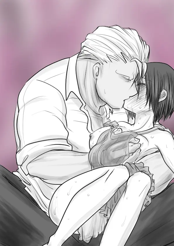 Image 1girls,female,1boy,male,size_difference,couple,couple_(romantic),fingering,apron,kissing,hand_on_breast,andy_(undead_unluck),izumo_fuuko,undead_unluck
