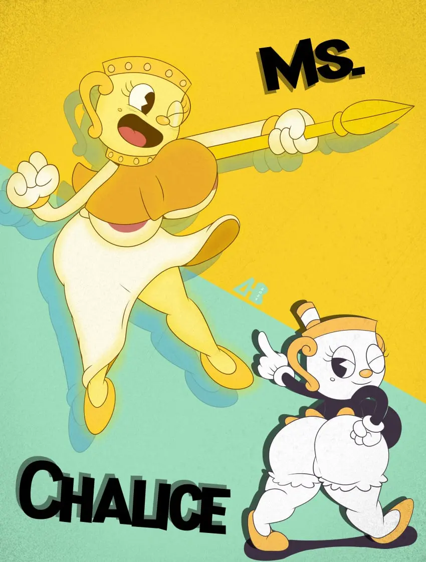 Image big_breasts,breasts,clothed,female,female_only,no_bra,2girls,multiple_girls,big_ass,huge_ass,underboob,huge_breasts,shortstack,teasing,backboob,casual,casual_nudity,pussy_visible_through_clothes,cuphead_(game),legendary_chalice,ms._chalice,hiroberserk