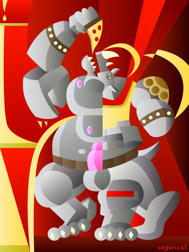 Image solo,male,male/male,anthro,mammal,eating,rhinoceros,eating_food,rocksteady,modular,cagorical