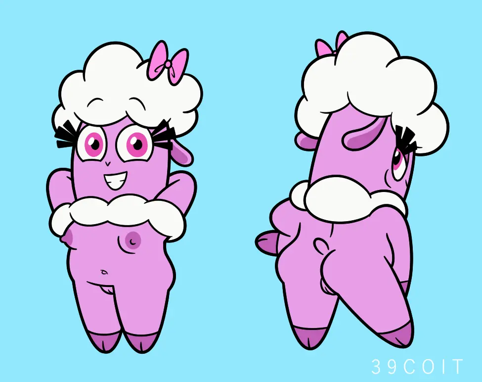Image breasts,female,looking_at_viewer,nipples,smile,solo,nude,pussy,bedroom_eyes,looking_back,seductive,hands_behind_head,anthro,spread_legs,spreading,pink_eyes,genitals,mammal,narrowed_eyes,bovid,pink_body,semi-anthro,caprine,sheep,bow_(feature),39coit,lucy_(the_garden),the_garden