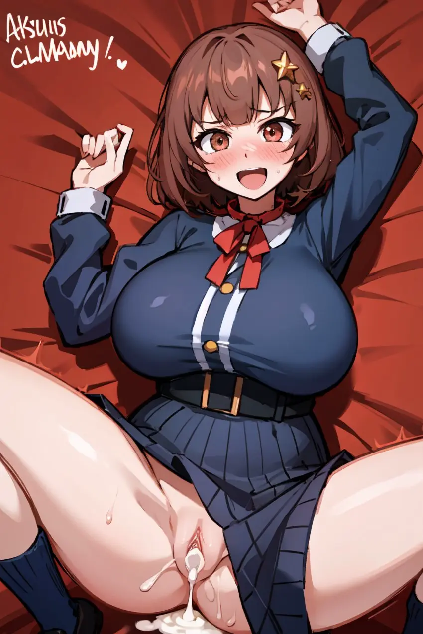 Image breasts,female,short_hair,sex,wide_hips,virtual_youtuber,ai_generated,huge_breasts,vtuber,cum_in_pussy,school_uniform,after_sex,brown_hair,ricochetk
