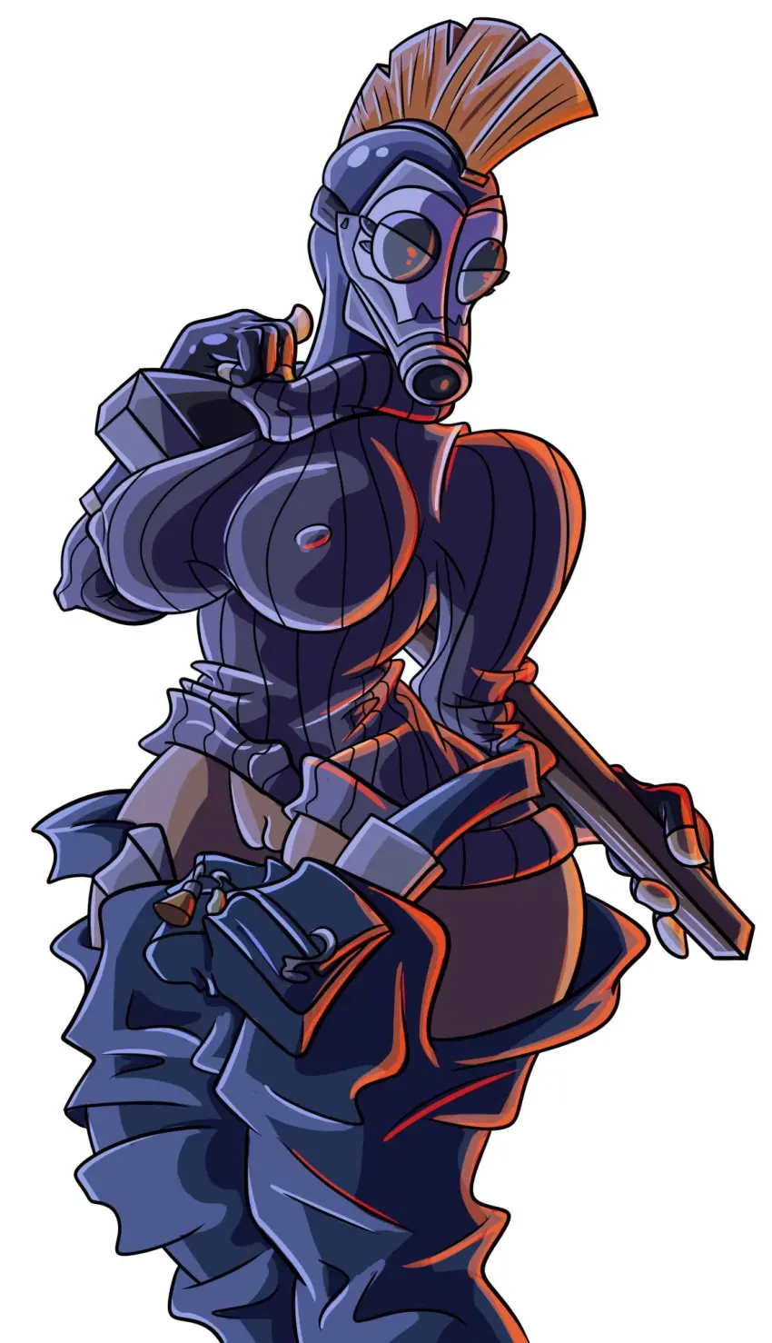 Image big_breasts,breasts,female,solo,standing,thick_thighs,wide_hips,pussy_peek,pants_down,nipples_visible_through_clothing,fempyro,pyro,team_fortress_2,brewingdrew