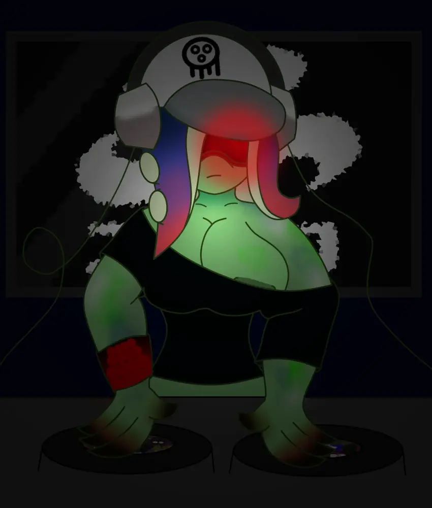 Image big_breasts,breasts,clothed,female,female_only,no_bra,splatoon,splatoon_3,tinted_eyewear,acht_(splatoon),dedf1sh,boob_window,casual,casual_nudity,red-tinted_eyewear,terebision