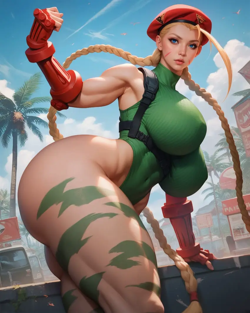 Image 1girls,big_breasts,breasts,female,female_only,light-skinned_female,light_skin,blue_eyes,big_ass,bubble_ass,bubble_butt,hat,thick_thighs,voluptuous,muscular,ai_generated,eyes,huge_breasts,blonde_hair,thick_ass,voluptuous_female,outside,large_ass,scar,braided_hair,pawg,capcom,street_fighter,muscular_arms,braided_ponytail,cammy_white,tattoos,c18aiart,patreon_exclusive