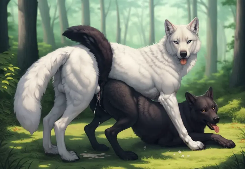 Image female,hi_res,looking_at_viewer,open_mouth,cum,cum_drip,male,penis,pussy,tongue_out,tongue,sex,duo,ai_generated,balls,male/female,cum_in_pussy,cum_inside,vaginal_penetration,looking_pleasured,penetration,genital_fluids,realistic,bodily_fluids,canid,canine,canis,fur,genitals,mammal,wolf,claws,paws,toe_claws,black_body,fangs,detailed,white_body,tree,ass_up,dripping,forest,animal_genitalia,animal_penis,canine_penis,plant,detailed_background,raised_tail,white_fur,feral,animal_pussy,novelai,anatomically_correct,anatomically_correct_genitalia,feral_on_feral,cum_on_ground,black_fur,grass,cum_on_penis,canine_pussy,knotting,knotted,detailed_fur,shrub,vaginal_knotting,pony_diffusion_(model),director_firewolf,realistic_fur