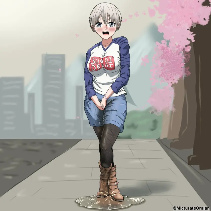 Image female,peeing,uzaki-chan_wa_asobitai!,uzaki_hana,omorashi,peeing_self,wetting_self,urine,urine_stream,urinating_female,urination,urinating,pee_stain,stain,urine_pool,wetting,wet_spot,micturate_omiah