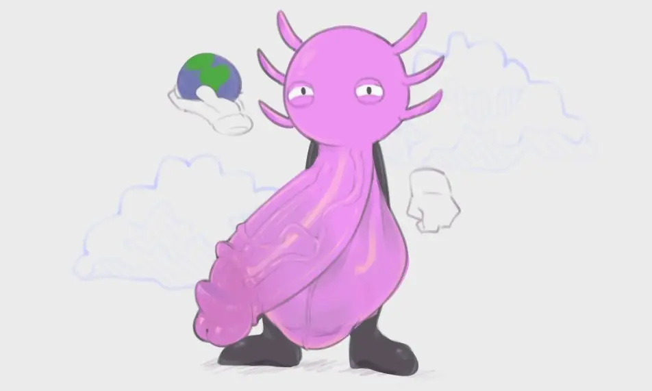 Image looking_at_viewer,solo,male,penis,big_penis,humanoid_penis,balls,huge_cock,anthro,veiny_penis,big_balls,genitals,holding_object,narrowed_eyes,huge_balls,hyper_balls,hyper_penis,marine,humanoid_genitalia,vein,hyper,hyper_genitalia,pink_penis,amphibian,axolotl,floating_hands,mole_salamander,salamander,tacogatooooo,kinito,kinitopet,waddling_head
