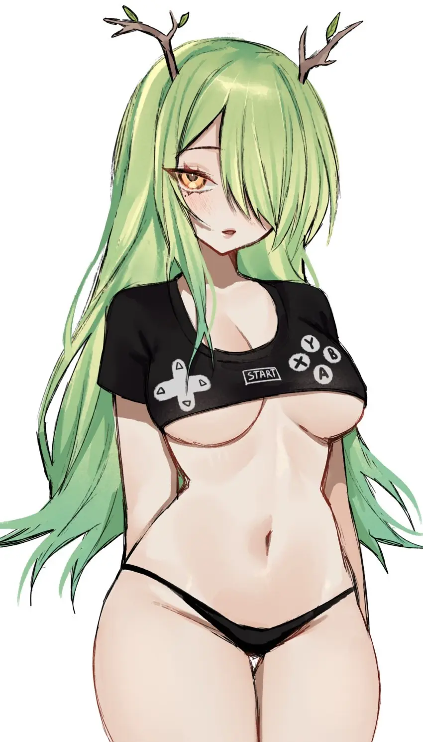 Image breasts,female,long_hair,panties,thighs,virtual_youtuber,cleavage,underboob,hololive,green_hair,gamer_girl,hololive_english,hololive_english_-council-,hololive_english_-promise-,ceres_fauna,gamer,miclipse