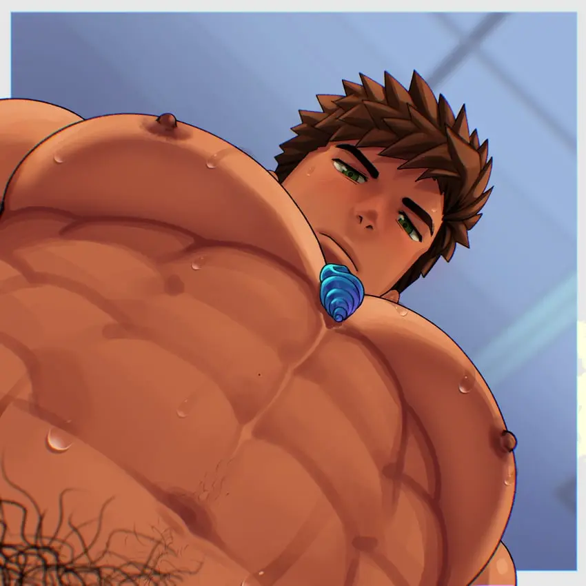 Image looking_at_viewer,solo,1boy,male,muscular,muscular_male,male_only,tagme,looking_down,gay,low-angle_view,solo_male,meme,male_breasts,looking_down_at_viewer,stardew_valley,big_chest,alex_mullner,arima_(arima_bn),yur_oc_like_this_(meme)