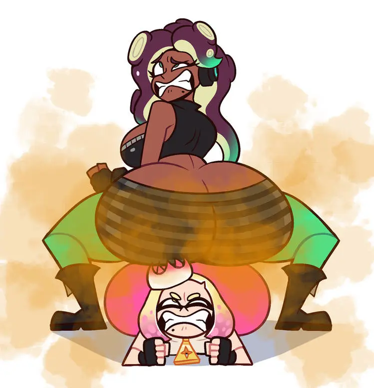 Image ass,bubble_butt,marina_(splatoon),splatoon,splatoon_2,fart,fart_cloud,fart_fetish,pearl_(splatoon),butt_bump,briefondue