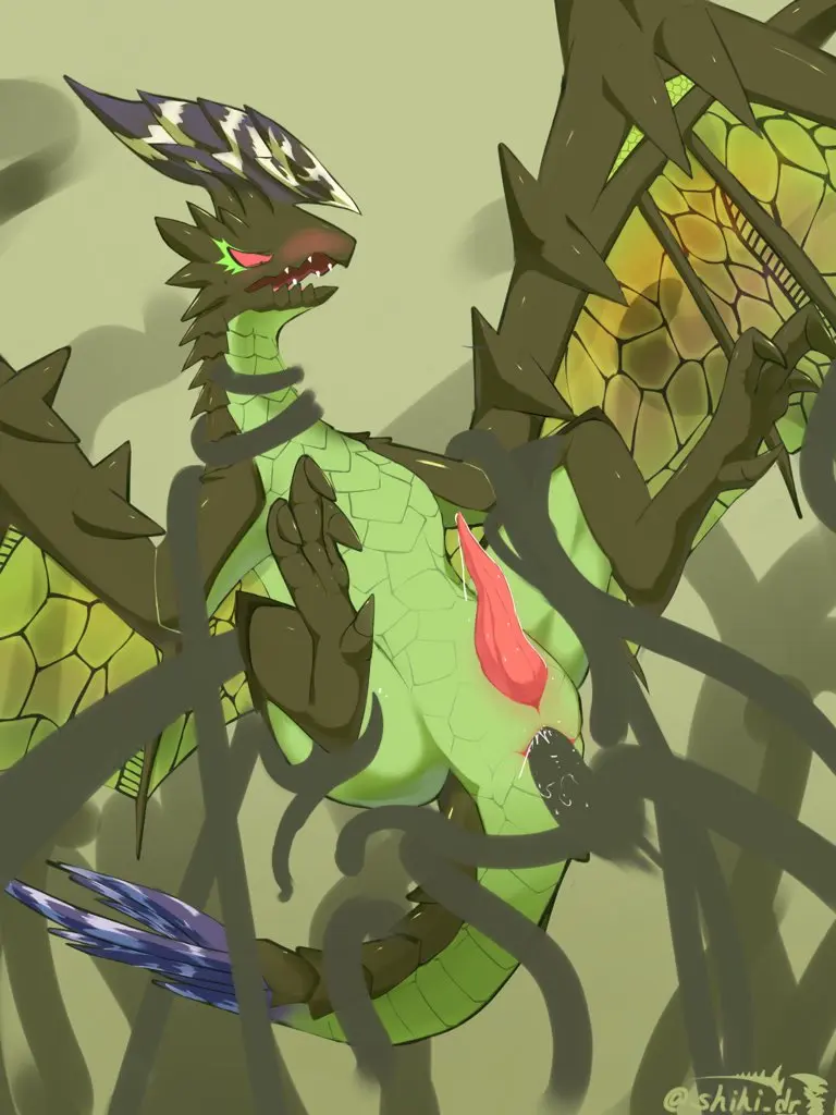 Image blush,red_eyes,simple_background,solo,male,nude,penis,tail,erection,anal,anal_sex,male_only,wings,anus,mythology,european_mythology,penetration,genital_fluids,tentacle,bodily_fluids,genitals,claws,horn,scales,scalie,mythological_creature,dragon,mythological_scalie,western_dragon,feral,capcom,membrane_(anatomy),membranous_wings,monster_hunter,flying_wyvern,wyvern,liend,astalos