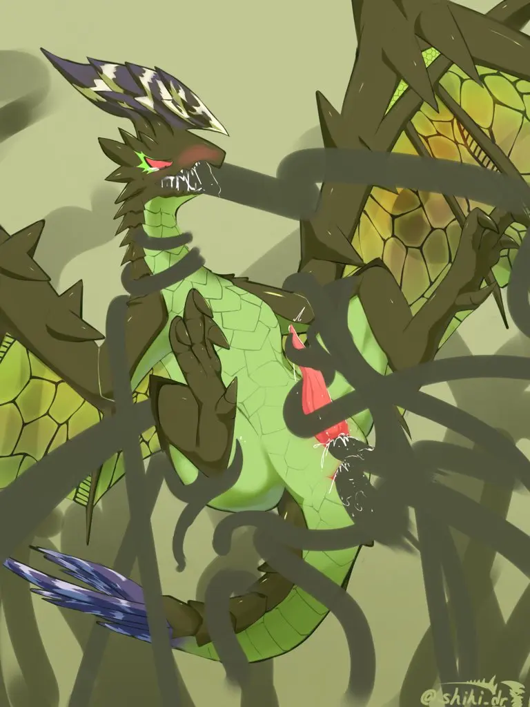 Image blush,red_eyes,simple_background,solo,male,nude,penis,tail,erection,anal,anal_sex,male_only,wings,anus,mythology,european_mythology,penetration,genital_fluids,tentacle,bodily_fluids,genitals,claws,horn,scales,scalie,mythological_creature,dragon,mythological_scalie,western_dragon,feral,capcom,membrane_(anatomy),membranous_wings,monster_hunter,flying_wyvern,wyvern,liend,astalos
