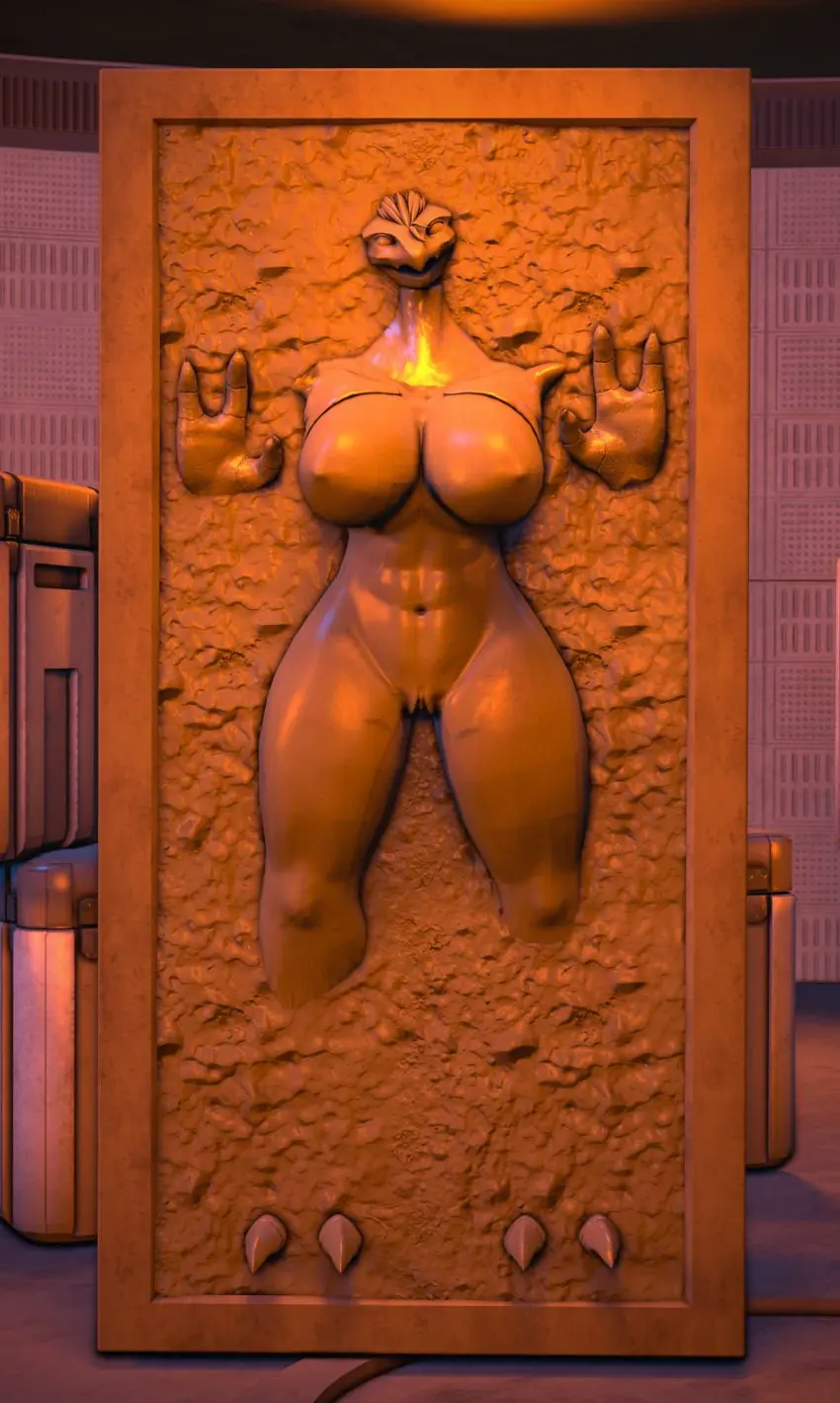 Image breasts,female,nipples,nude,pokemon,pokemon_(species),furry,anthro,nintendo,3d,star_wars,bound,generation_3_pokemon,source_filmmaker,blaziken,encasement,petrification,frozen,gen_3_pokemon,carbonite,sfmcarbonfreezer