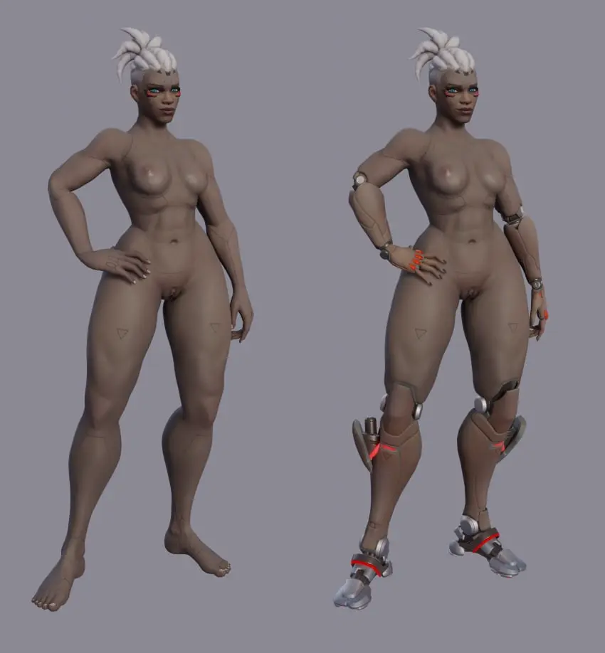 Image breasts,female,human,smile,white_hair,blue_eyes,pussy,ponytail,dark_skin,feet,completely_nude,mature_female,dark-skinned_female,3d,fit,fit_female,cyborg,smirk,toes,overwatch,overwatch_2,casual,calves,dreadlocks,labia,african_female,gilf,african,sojourn_(overwatch),dzooworks,smutbase