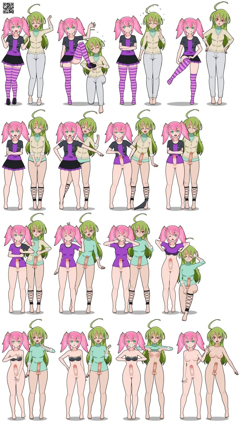 Image breasts,clothed,clothing,female,human,long_hair,looking_at_viewer,nipples,red_eyes,simple_background,standing,penis,bra,bedroom_eyes,barefoot,duo,erection,futanari,intersex,light-skinned_futa,areolae,clothed_female,looking_away,balls,pink_hair,green_eyes,naked,pink_eyes,testicles,futa_only,looking_at_partner,closed_eyes,socks,ahoge,twintails,green_hair,skirt,looking_at_another,bottomless,clothes_lift,partially_clothed,naked_futa,fully_clothed,2futas,shoes_removed,shoes,transparent_background,striped_legwear,futa_sans_balls,short_skirt,qr_code,long_socks,stripping,kisekae,wikipedia,finger_on_penis,futanari_girls_(wikipedia),sanny_(wikipedia),spnati,sprite_sheet,strip_poker_night_at_the_inventory,tess_(wikipedia)