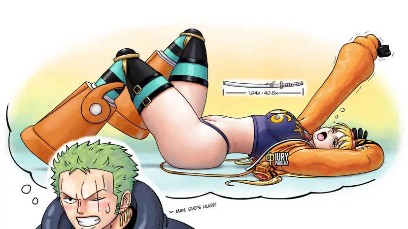 Image 1girls, big_breasts, blush, breasts, female, long_hair, open_mouth, 1boy, male, lying, big_ass, big_butt, earrings, thick_thighs, voluptuous, one_piece, watermark, belly_button, eyebrows, eyelashes, blonde_hair, thick, one_eye_closed, voluptuous_female, stockings, sweatdrop, clenched_teeth, twintails, green_hair, fit, fit_female, black_eyes, jacket, english_text, thong, blonde_hair_female, laying_down, blushing_female, scar, boots, topwear, big_female, sleeping, long_hair_female, imagining, open_jacket, blushing, black_clothing, sword, stretching, laying_on_back, blue_topwear, blushing_male, nice_ass, jacket_open, movement_lines, scar_across_eye, striped_stockings, arm_above_head, blush_stickers, lying_on_floor, futuristic, vegapunk_york, roronoa_zoro, blue_thong, gold_earrings, sleepy, yawn, yawning, green_hair_male, imagination, one_piece:_egghead_arc, stretching_arms, iury_padilha, egghead, orange_jacket, orange_boots