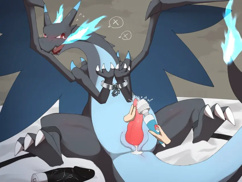 Image hi_res,red_eyes,solo,cum,male,nude,penis,pokemon,pokemon_(species),tail,erection,wings,anus,spreading,mythology,nintendo,genital_fluids,bodily_fluids,genitals,sex_toy,claws,dildo,scalie,generation_6_pokemon,penile,animal_genitalia,mythological_creature,dragon,mythological_scalie,feral,fire,genital_slit,bound,restraints,vibrator,cuff_(restraint),membrane_(anatomy),membranous_wings,disembodied_hand,handcuffed,handcuffs,metal_cuffs,vibrator_on_penis,wand_vibrator,mega_evolution,charizard,spread_slit,mega_charizard,mega_charizard_x,liend
