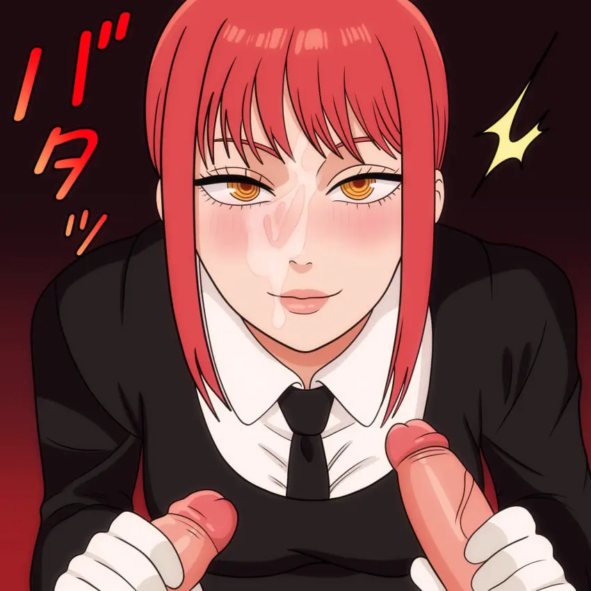 Image 1girls,female,light-skinned_female,light_skin,gloves,male,threesome,red_hair,2boys,light-skinned_male,blowjob,mmf_threesome,white_gloves,2boys1girl,gangbang,chainsaw_man,gangrape,makima_(chainsaw_man),blowjob_face,blowing,satsufumi,blowjob_pov