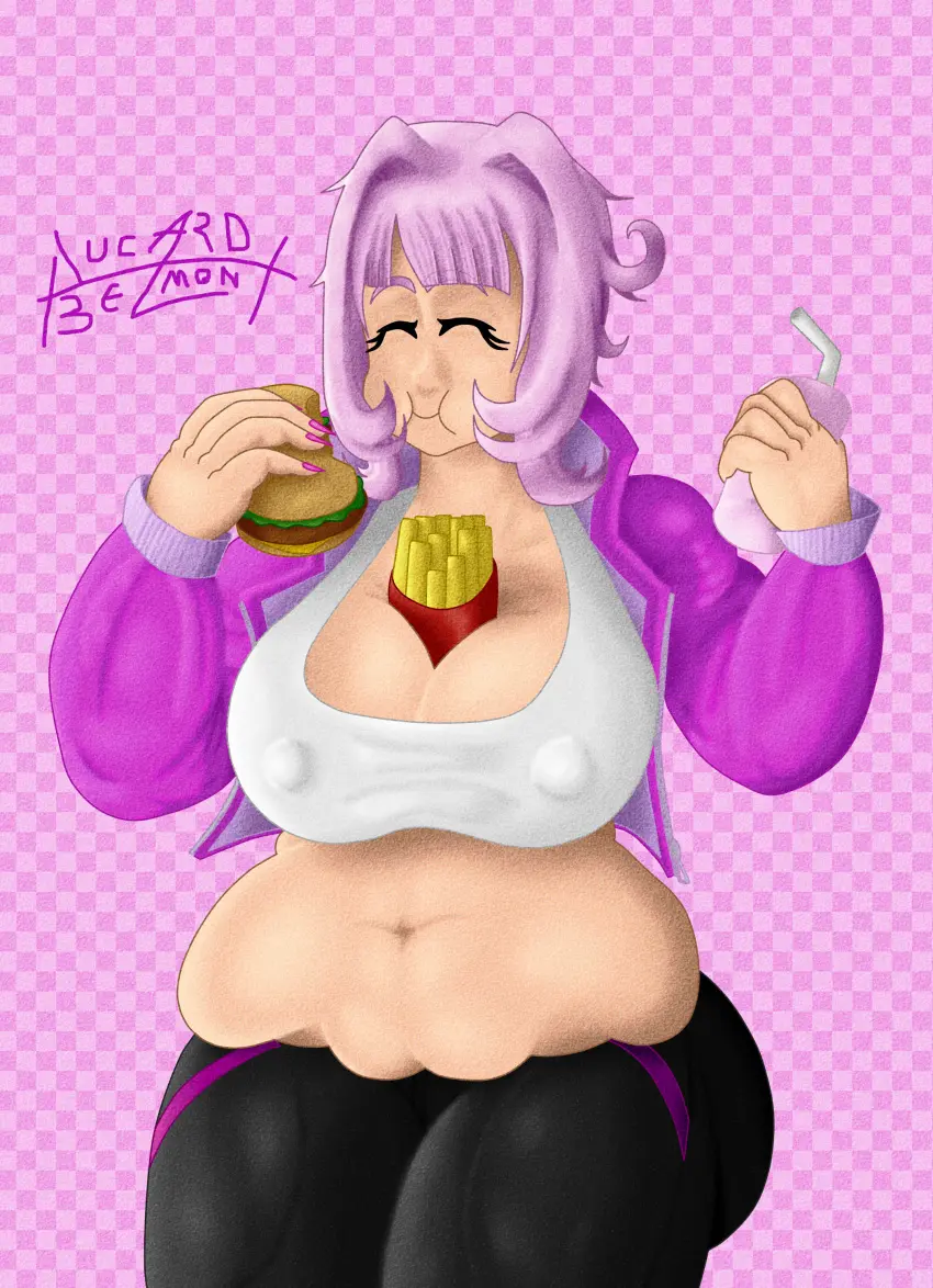 Image 1girls,big_breasts,breasts,female,female_only,simple_background,belly,belly_button,big_belly,solo_female,pink_hair,closed_eyes,jacket,big_nipples,chubby,chubby_female,fat,fat_female,plump,fat_fetish,crop_top,bbw,black_pants,honkai_(series),plump_breasts,jacket_open,eating,fat_belly,exposed_belly,honkai_impact_3rd,eating_food,fast_food,elysia_(honkai_impact),elysia_(miss_pink_elf)_(honkai_impact),alucard_belmont,honkai_impact,honkai_impact_3