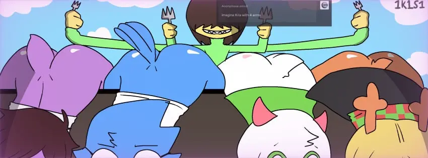 Image female, simple_background, 2girls, male, furry, ass, big_ass, big_butt, huge_ass, 2boys, femboy, glasses, anthro, text, blonde_hair, brown_hair, back, skirt, white_shirt, antlers, bottomless, orange_body, blue_body, white_body, reptile, purple_body, large_ass, ass_up, avian, bird, sweater, deer, white_fur, deltarune, susie_(deltarune), simple_shading, goat, kris_(deltarune), kris_dreemurr, evil_smile, clouds, multi_arm, multi_limb, pink_horn, noelle_holiday, 4_arms, lineup, deer_girl, fork, ralsei, ralsei_with_white_fur, shitpost, butt_blush, tumblr, no_source, deltarune_chapter_2, berdly, tail_up, 1k1s1