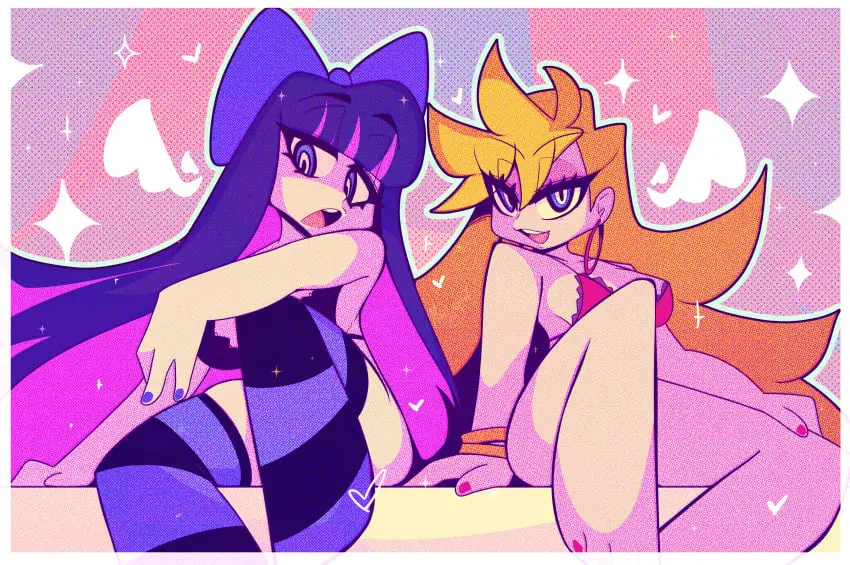 Image big_breasts,breasts,female,2girls,multiple_girls,bra,thick_thighs,wide_hips,lingerie,tagme,sisters,panty_&_stocking_with_garterbelt,stocking_anarchy,panty_anarchy,marysquid