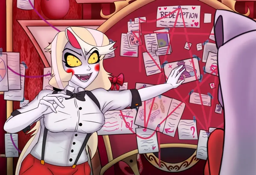 Image female,white_skin,blonde_hair,angel,demon,demon_girl,fangs,blonde_female,commission,hazbin_hotel,meme,crazy,crazy_eyes,crazy_smile,charlie_morningstar_(hazbin_hotel),vaggie_(hazbin_hotel),commission_art,commissioner_upload,funny,red_cheeks,vivienne_medrano,hell,vivziepop,fang_out,kirby,comedy,totoyfrost01,totoysoul