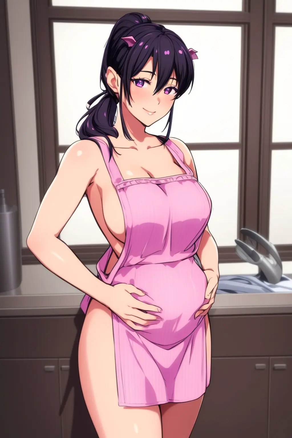 Image 1girls,blush,breasts,female,looking_at_viewer,ai_generated,pregnant