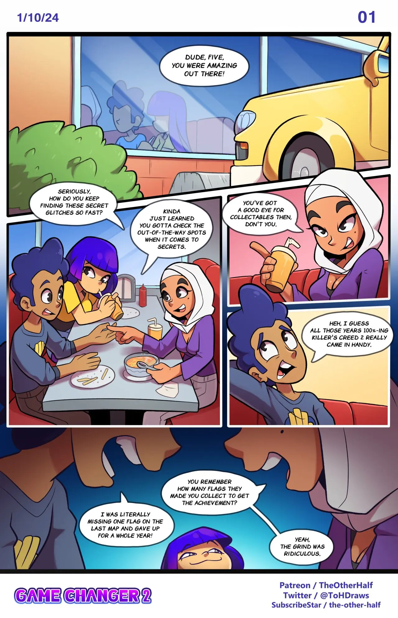 Image female, text, tagme, smug, comic, comic_page, english_text, nickelodeon, page_1, miko_kubota, the_other_half, hijab, glitch_techs, hector_nieves, zahra_rashid