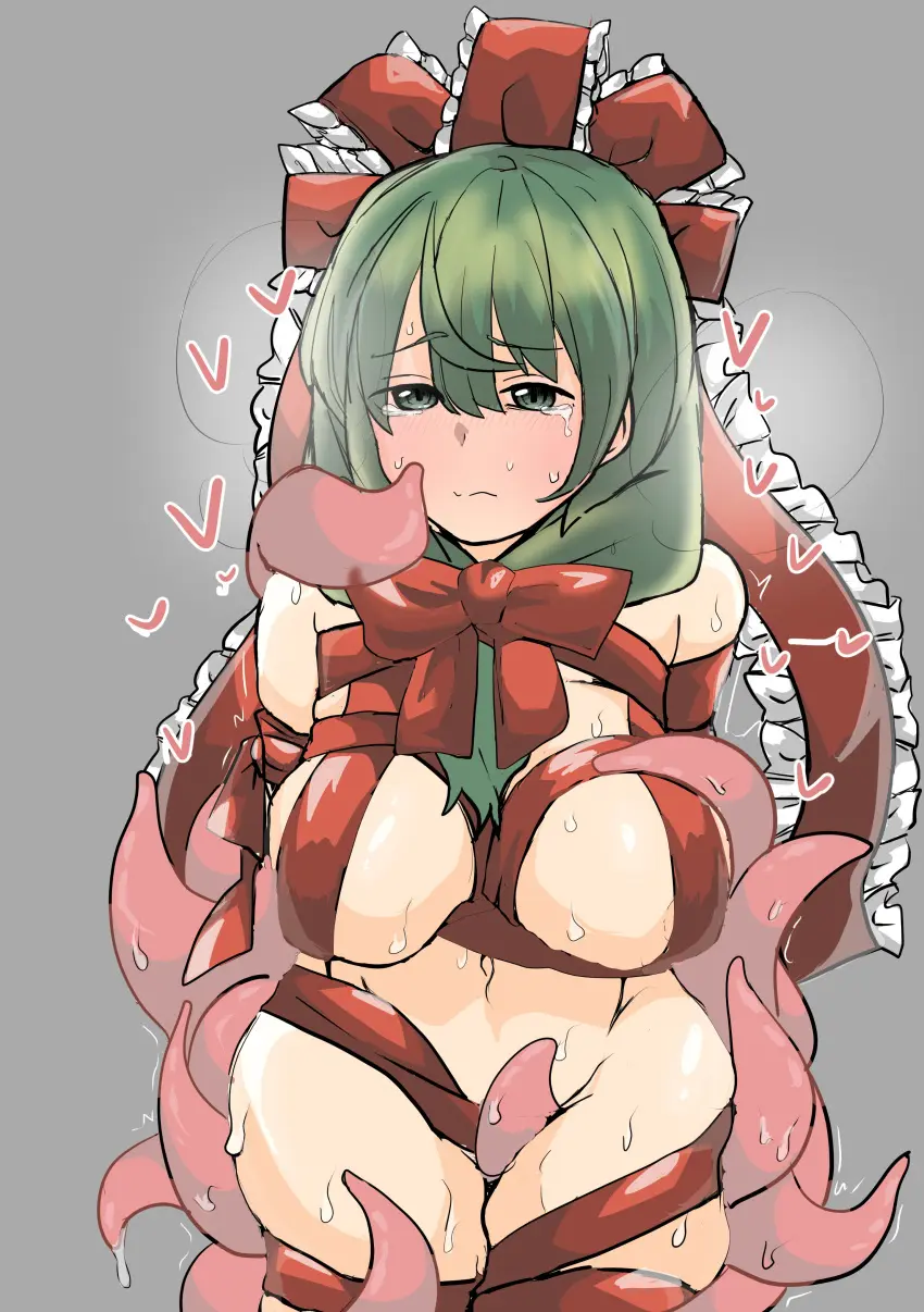 Image touhou,green_eyes,green_hair,restrained,tentacle,red_ribbon,kagiyama_hina,tsukudayosiharu