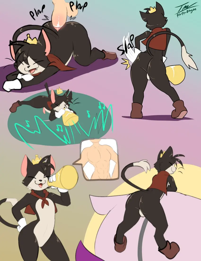 Image hi_res,solo,male,tail,ass,big_butt,duo,anal,anal_sex,male/male,headgear,balls,anthro,penetration,presenting,bent_over,fur,genitals,mammal,black_body,feline,presenting_hindquarters,speech_bubble,felid,domestic_cat,felis,crown,black_fur,butt_slap,slap,prate-dragon,cait_sith_(ff7)
