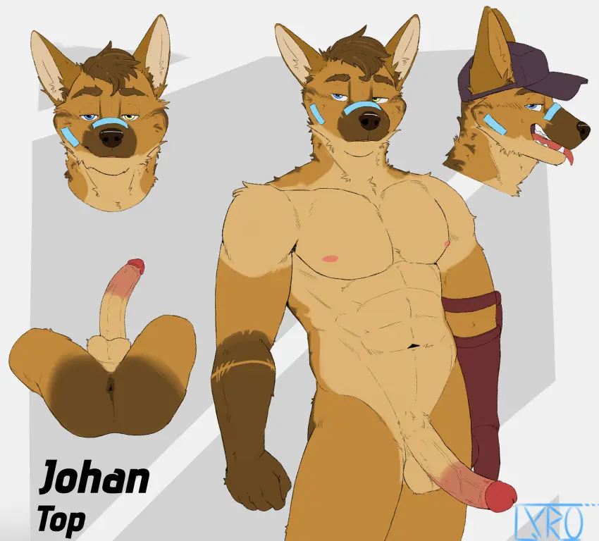 Image hi_res,nipples,solo,male,penis,tongue,big_penis,erection,male_only,solo_focus,balls,anthro,anus,canid,canine,canis,genitals,mammal,model_sheet,jackal,lyrobr