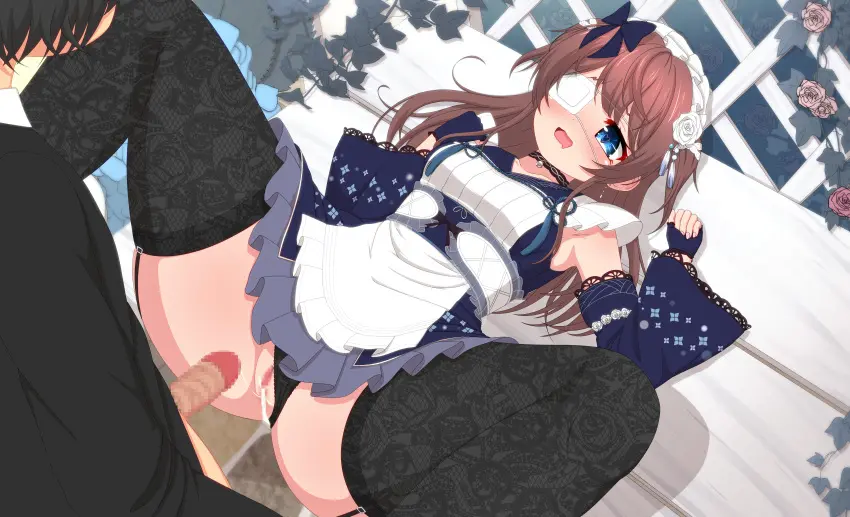 Image blush,bow,breasts,female,hair_ornament,hairbow,highres,long_hair,open_mouth,1boy,absurdres,blue_eyes,cum,cum_string,gloves,male,penis,pussy,straight,thighhighs,choker,lying,on_back,panties,underwear,small_breasts,panties_aside,solo_focus,cum_in_pussy,spread_legs,dress,censored,after_sex,after_vaginal,brown_hair,detached_sleeves,mosaic_censoring,black_panties,maid,cumdrip,sleeveless_dress,looking_at_another,sleeveless,clothing_aside,black_choker,feet_out_of_frame,flower,hair_flower,maid_headdress,short_dress,fishnets,fingerless_gloves,plant,clothed_sex,fishnet_thighhighs,eyepatch,black_thighhighs,variant_set,white_flower,textless_version,blue_gloves,frills,rose,vines,white_rose,blue_bow,pink_flower,mahjong_soul,frilled_dress,blue_sleeves,fujigaya_arctia,medical_eyepatch,shinomiya_fuyumi,lace_thighhighs,pink_rose