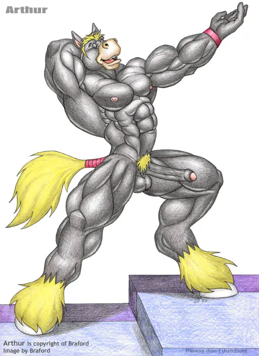 Image nipples,simple_background,smile,solo,white_background,blue_eyes,male,nude,penis,erection,muscular,muscular_male,pink_nipples,smiling_at_viewer,balls,hair,anthro,veiny_penis,text,blonde_hair,pose,fur,genitals,mammal,muscular_anthro,black_body,foreskin,uncircumcised,english_text,5_fingers,partially_retracted_foreskin,retracted_foreskin,fingers,big_muscles,vein,glans,tuft,hooves,pubes,equid,equine,horse,black_penis,black_fur,pink_glans,leg_tuft,wristband,huge_muscles,veiny_muscles,ankle_tuft,braford,white_hooves